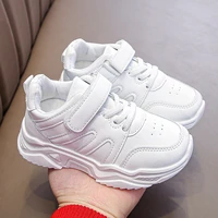 children fashion solid white sneakers pu breathable school shoes for girls kids non slip breathable light running shoes for boys