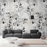 beibehang custom modern minimalist nordic black white leaf wooden retro wallpapers for living room background murals wall paper