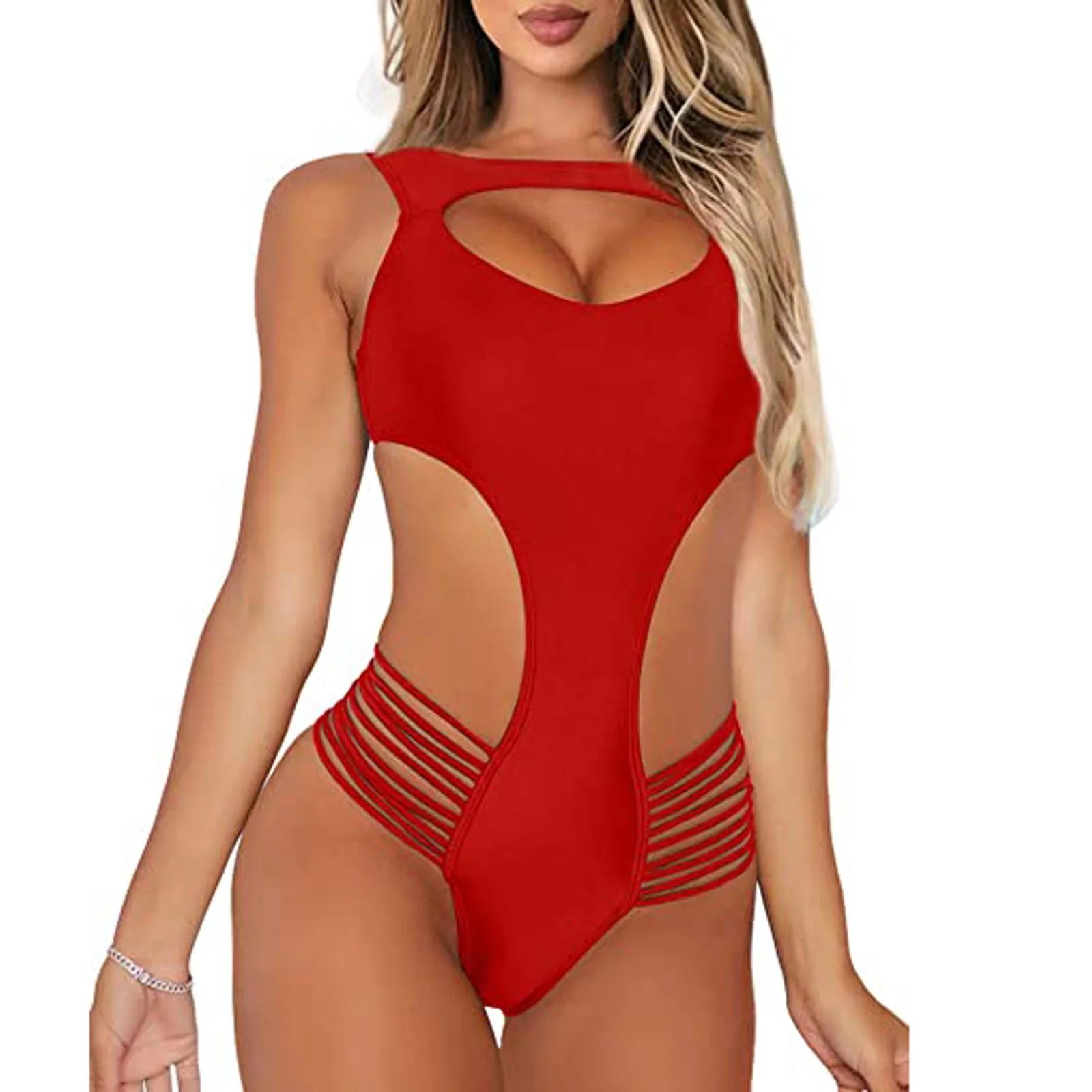 

SAGACE Swimsuit solid color sexy cover belly slimming open back one-piece swimsuit swimsuit ladies sexy personality bikini