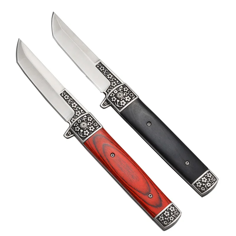 

All-steel Hydraulic High Wooden Handle Folding Knife Camping Mountaineering Portable Multi-function Knife Outdoor Knifes