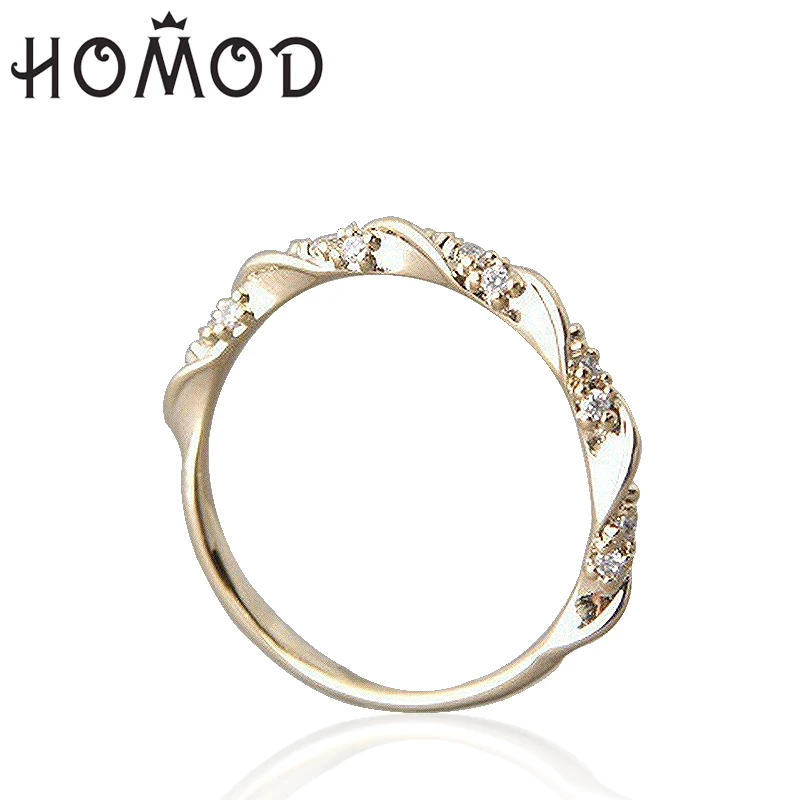 HOMOD, серебряное, золотое, крученое, классическое, кубический цирконий, обручальное кольцо для женщин, кольца с австрийским кристаллом, Bague Femme