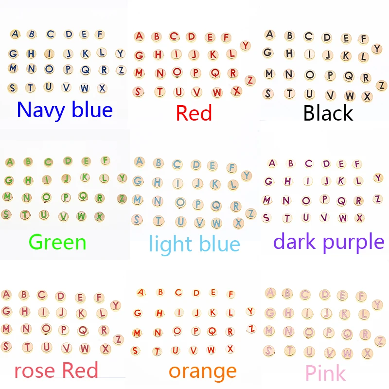 

Смешанные красные синие черные эмалированные металлические круглые плоские 26 букв разделительные бусины, используются для изготовления ю...