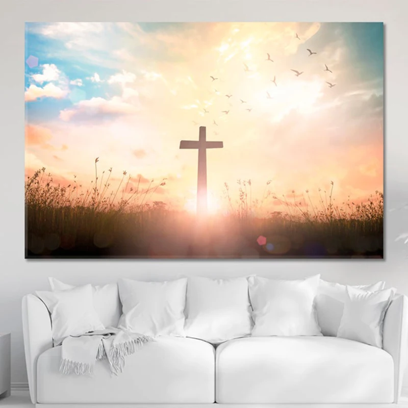 Jesus Cross Painting Christian Wall Art Religious Canvas Poster and Prints for Living Room Decoration Cuadros | Дом и сад