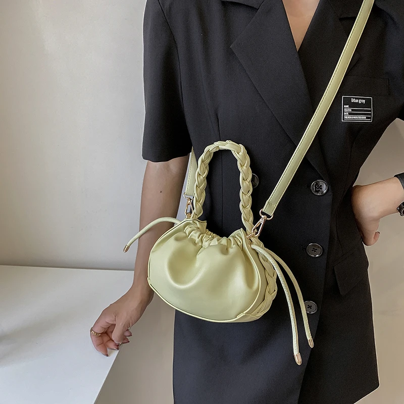 

Summer Fashion Square Crossbody Bags for Women Pu Leather Pleated Cloud Shoulder Bag Luxury Designer Soft Female Handbag Purse