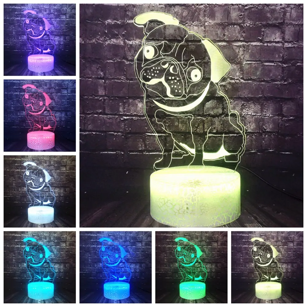 Cartoon Animal Dog Cute 3D Optical LED Night Light For Kids Bedroom Home Decor Illusion RGB Lava Holiday Birthday lamp | Лампы и