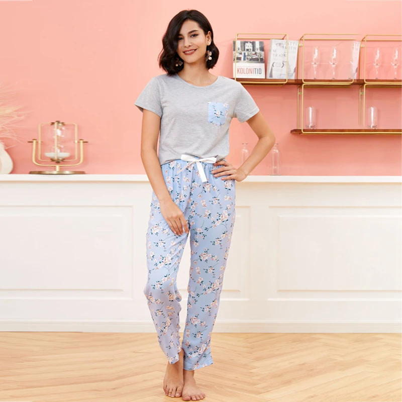 Пижамный комплект женский летний удобная хлопковая вискозная Пижама топ с
