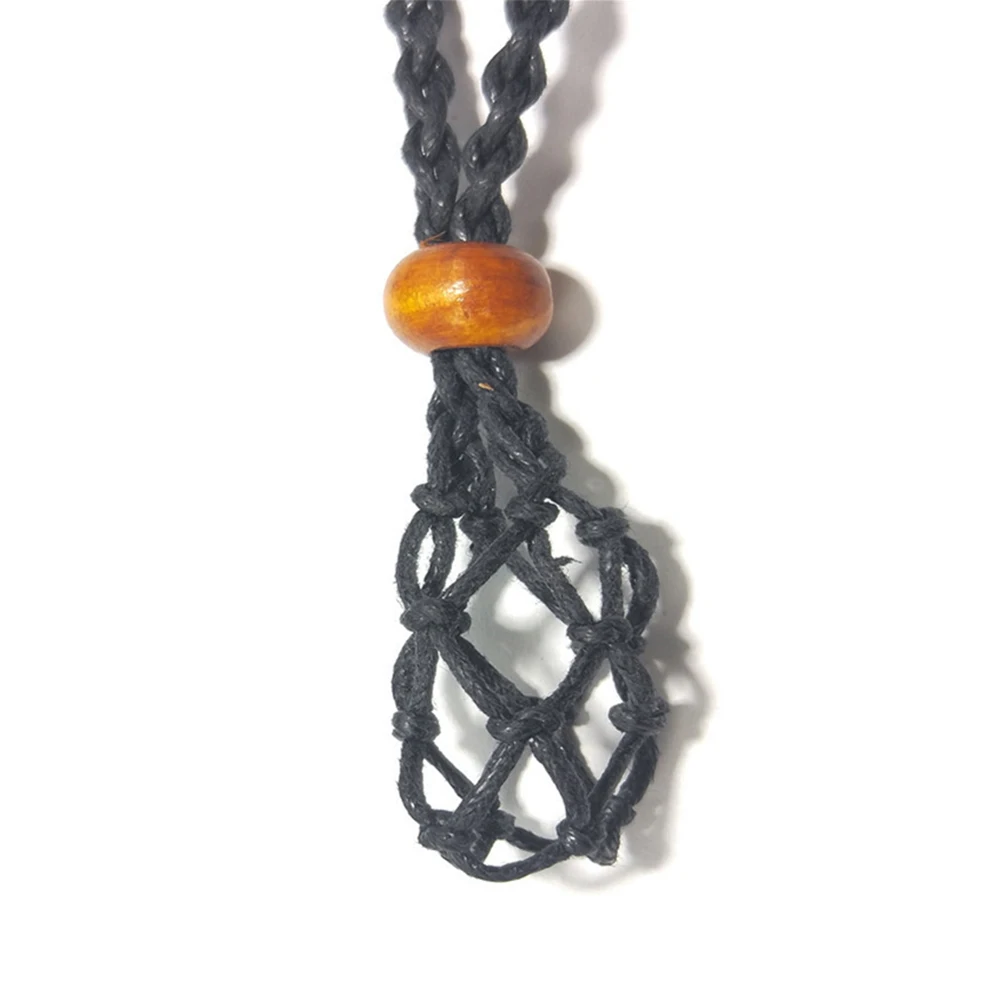 

Necklace Cord Empty Stone Holder Natural Quartz Crystal Raw Stone Chakra Point Healing Fish Netted Indians Amulets Pendant