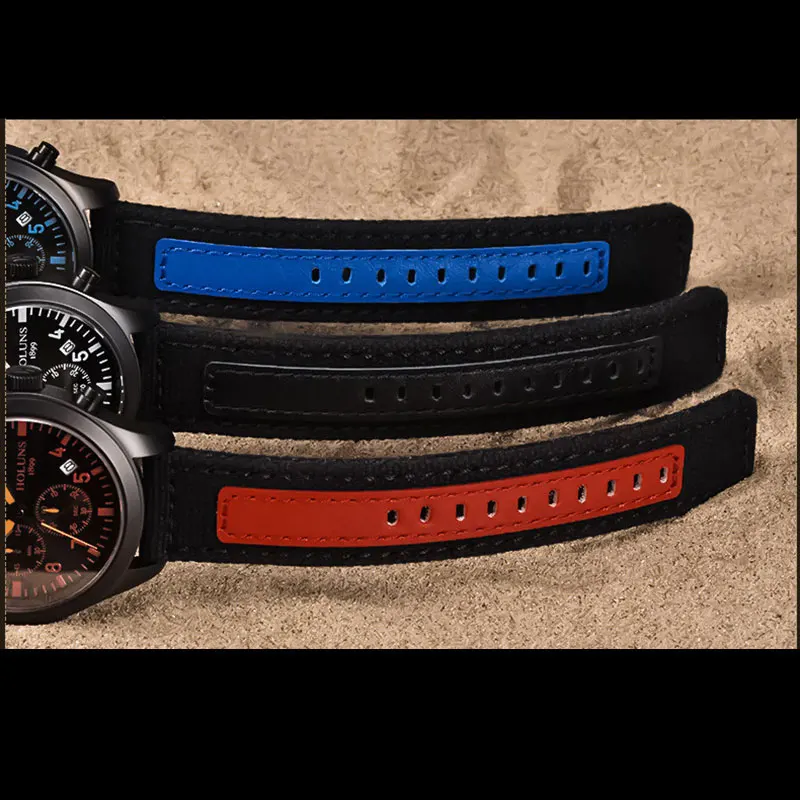 

HOLUNS Mens Watch Top Brand Luxury Chronograph Luminous Sports Clock Male Canvas Wristband Quartz Wrist Watch Relogio Masculino