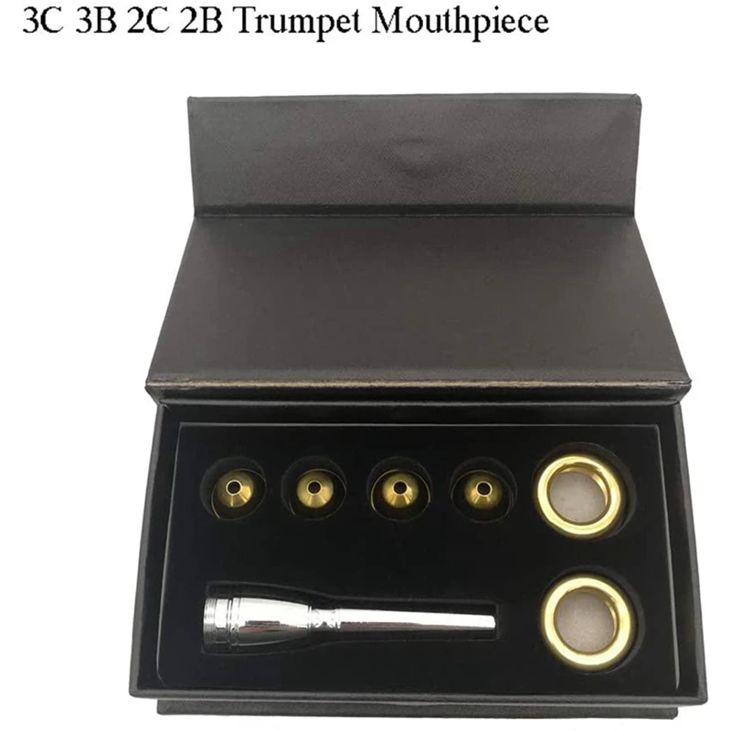 

Professional Trumpet Mouthpiece 4 Headpieces Gold-Plated 3C 3B 2C 2B Set with Box Musical Instrument Accessories