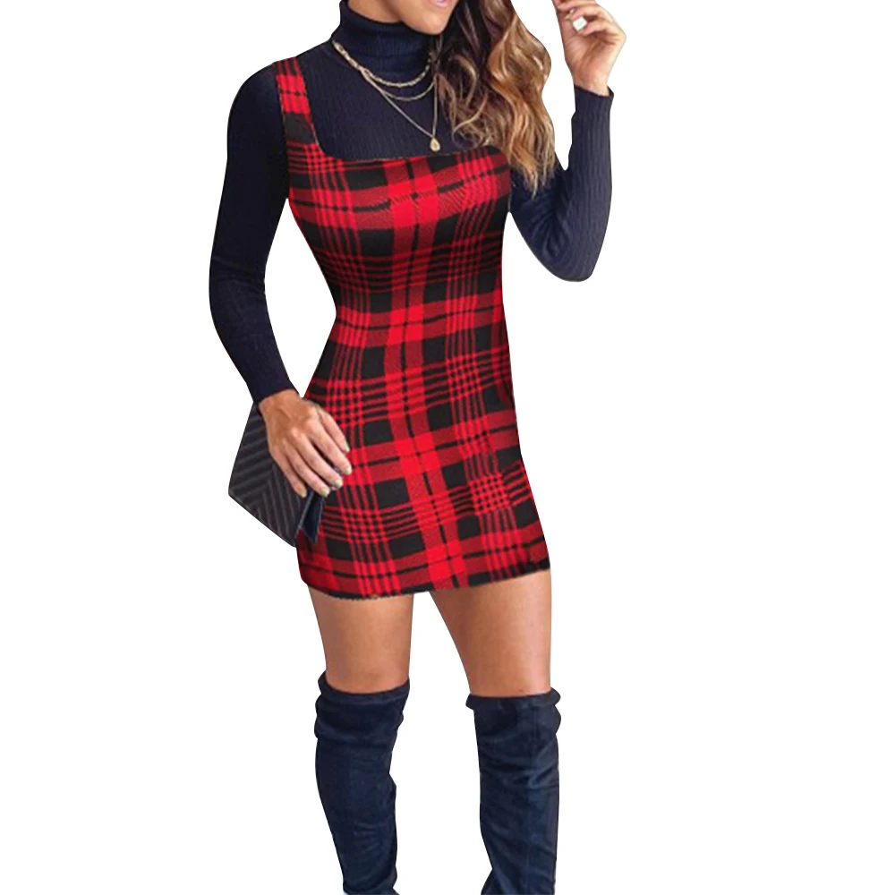 

Женское Короткое облегающее платье без рукавов, винтажное клетчатое платье-жилет в новогоднем и рождественском стиле, 2021