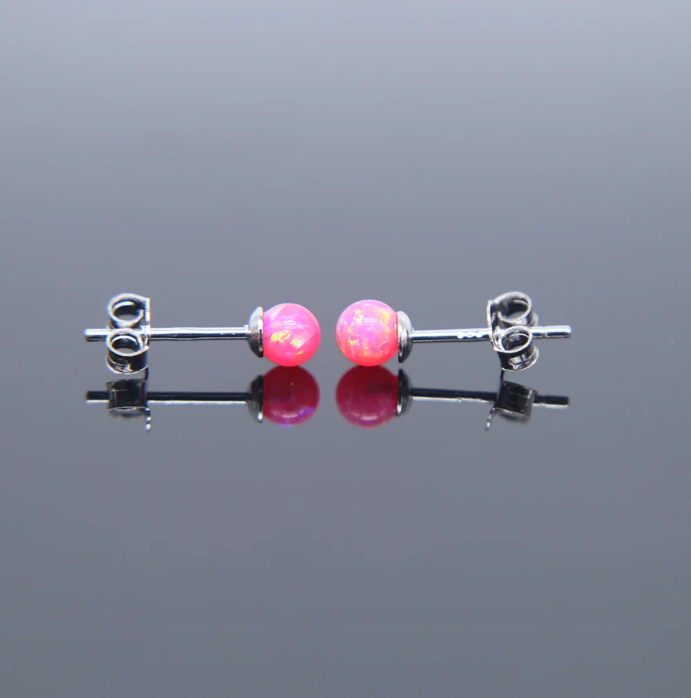 Серьги гвоздики различных цветов с опалом цвета ААА +|stone earrings|925 sterling925 sterling silver stud