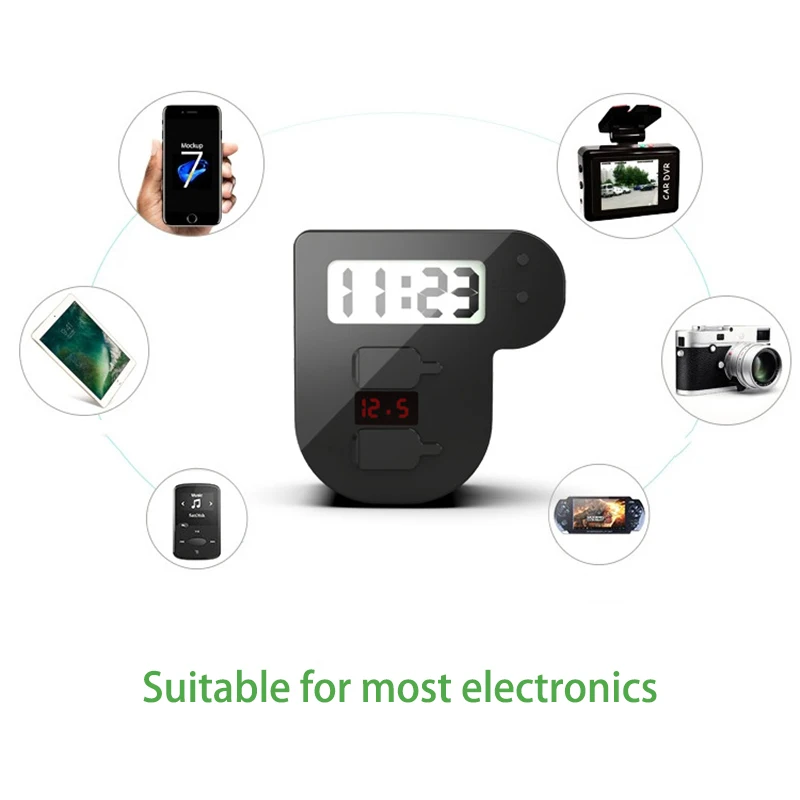 Мотоцикл Quick Charge Dual USB 5 В 3.1A/1.5A зарядное устройство мотоцикл светодиодные цифровые часы Вольтметр водонепроницаемый USB крышка аксессуары