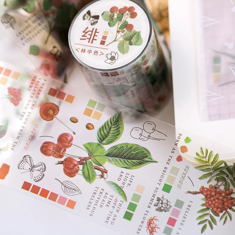 Натуральные растения Иллюстрированный Васи скотч Двухсторонняя клейкая лента с