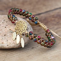 4mm cloisonne dream catcher charm bracelets braided wrap bracelet men women yoga hope handmade jewelry