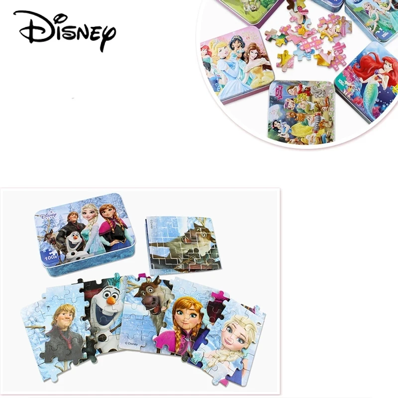 

Disney Frozen Mickey Minnie Mouse Sofia Mermaid Duck Puzzle 100 Pieces Learning Educational Interesting Wooden Toys For Children