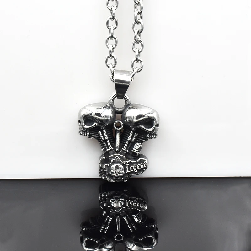 Цепочка мужская с подвеской в виде локомотивного двигателя из нержавеющей