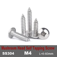 m4 l 6 60mm stainless steel ss304 phillips truss head cross recessed mushroom head self tapping screws