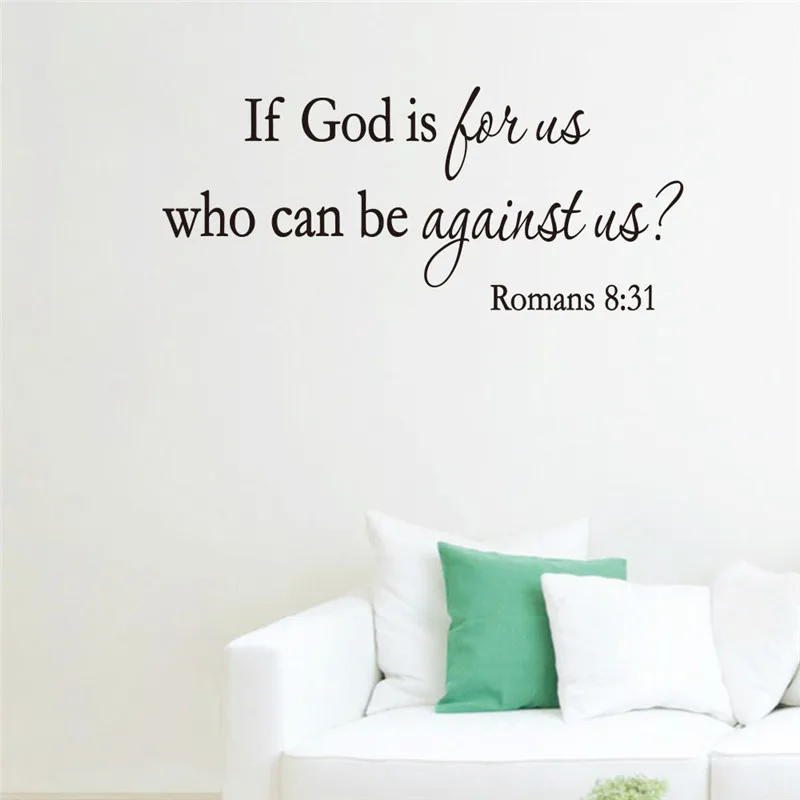 Наклейки на стену для комнат серия из Библии стихи украшения дома если Бог 8:31 |