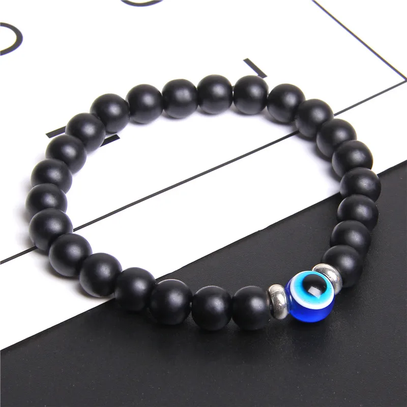 2019 браслет evil eye Homme браслеты мужские на запястье черный Природный лавовый камень