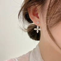korean crystal opal cross dangle earrings flower drop earrings clover statement earrings for women wedding jewelry wholesale