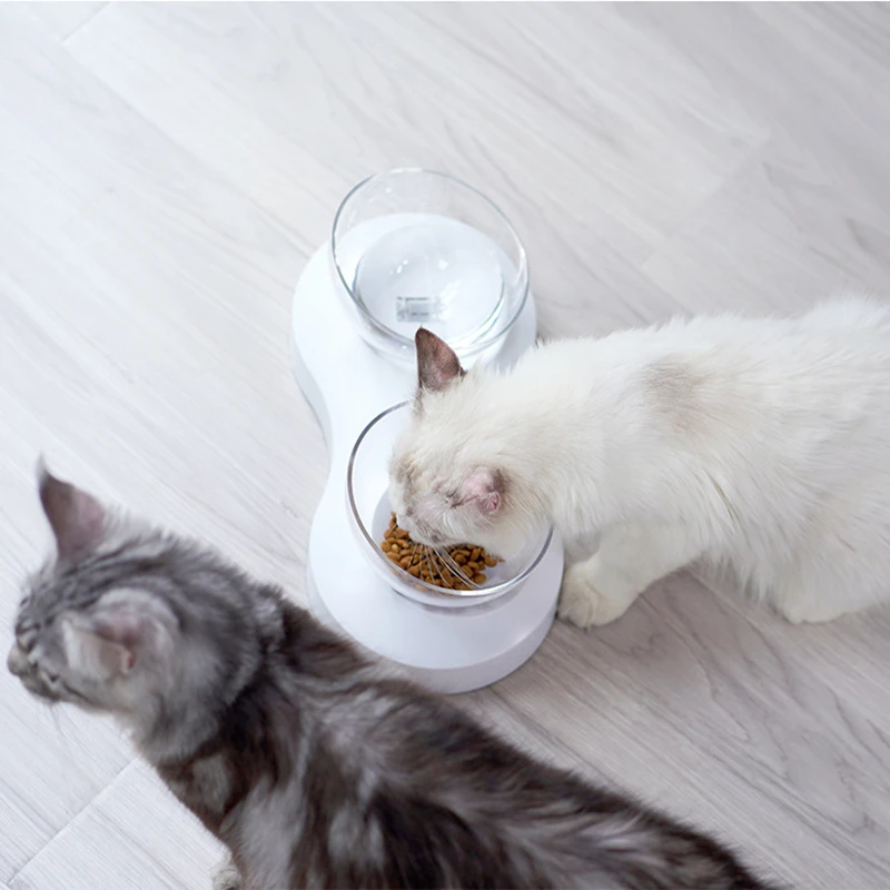 

Нескользящая регулируемая двойная миска для кошек с подставкой, миска для кормления кошек и воды, миски для домашних животных