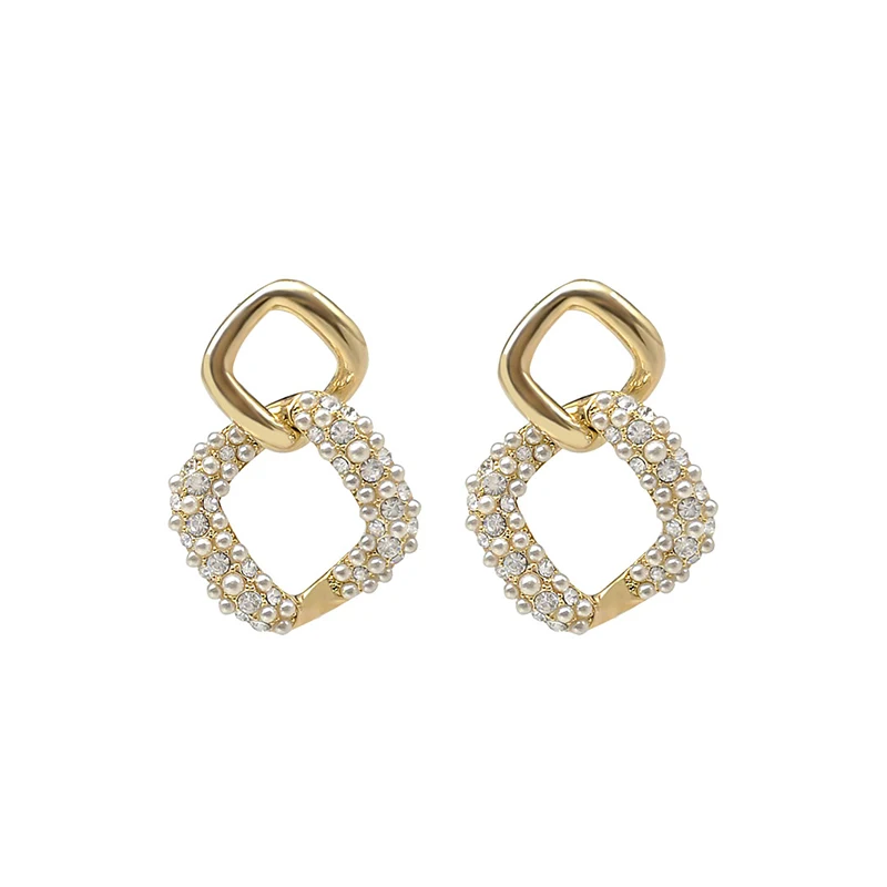 

E055 South Korea's New Fashion Geometric Square Pearl Women's Earrings Wedding Gift Women's Earrings Jewelry 2021
