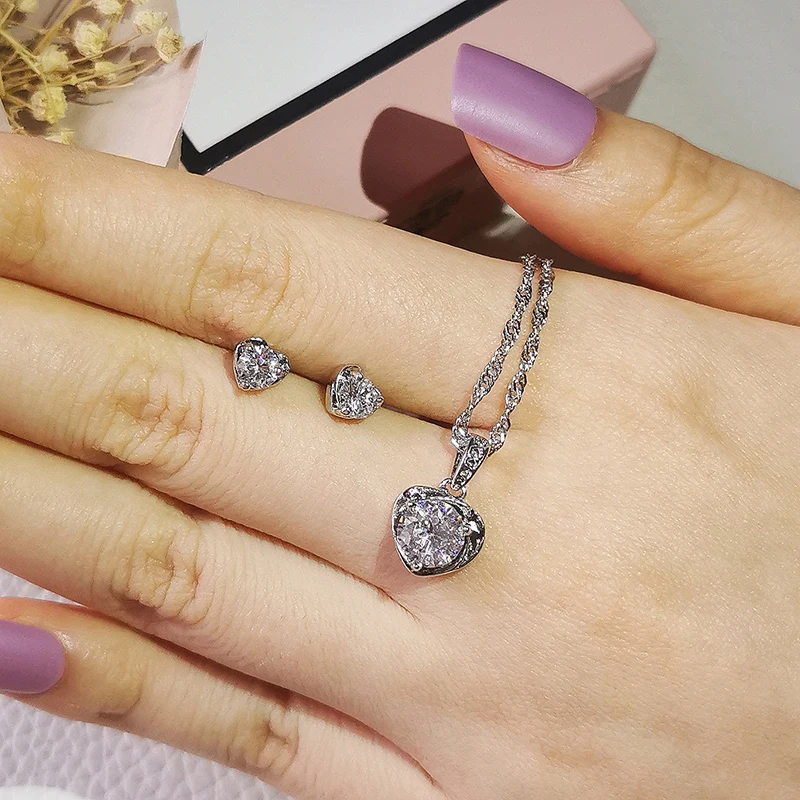 2 шт. в лоте 925 стерлингового серебра набор украшений для женщин Свадебные модные