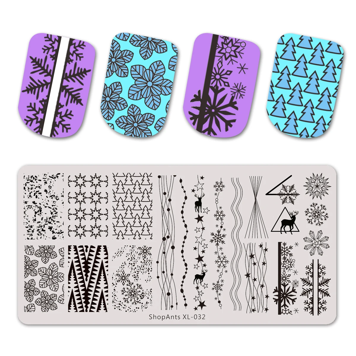 

6*12cm Stainless Steel Nail Stamping Plates 2020 Christmas Style Snowflake Ribbon Deer Image Nail Art Stencil Template Mold