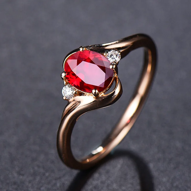 

Fashion Rose Gold Plated Red Gem Zircon Ring Women's Engagement Ring Bride Wedding Dinner Party Jewelry Opening Adjustable Ring