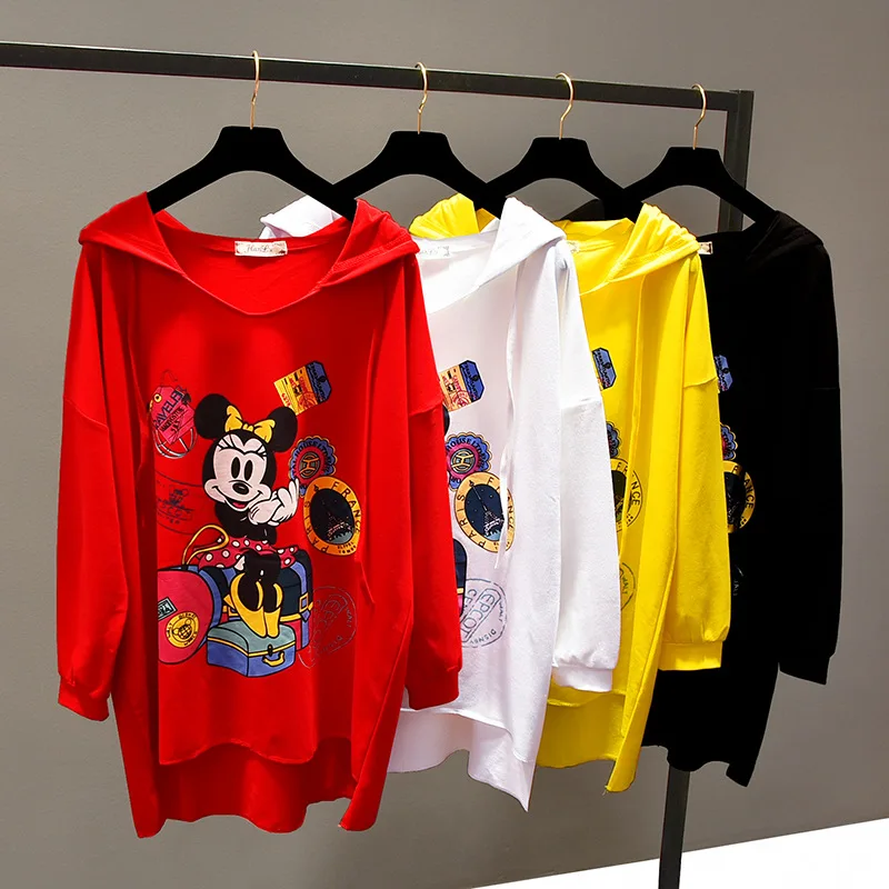 Женские толстовки с Микки Маусом Дисней весенние Свободные длинными рукавами в