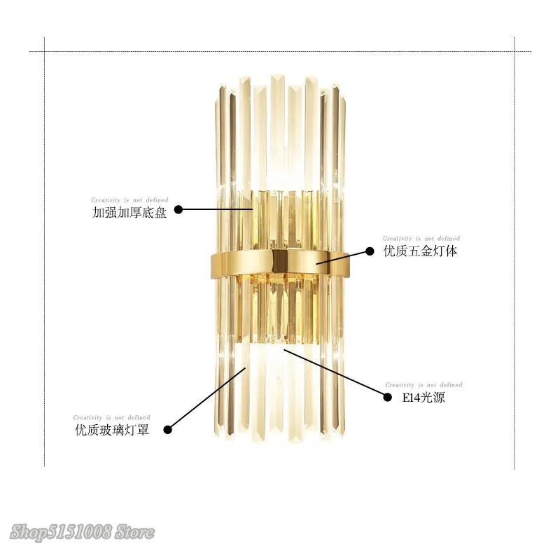 Скандинавские Роскошные хрустальные настенные светильники Современные Простые