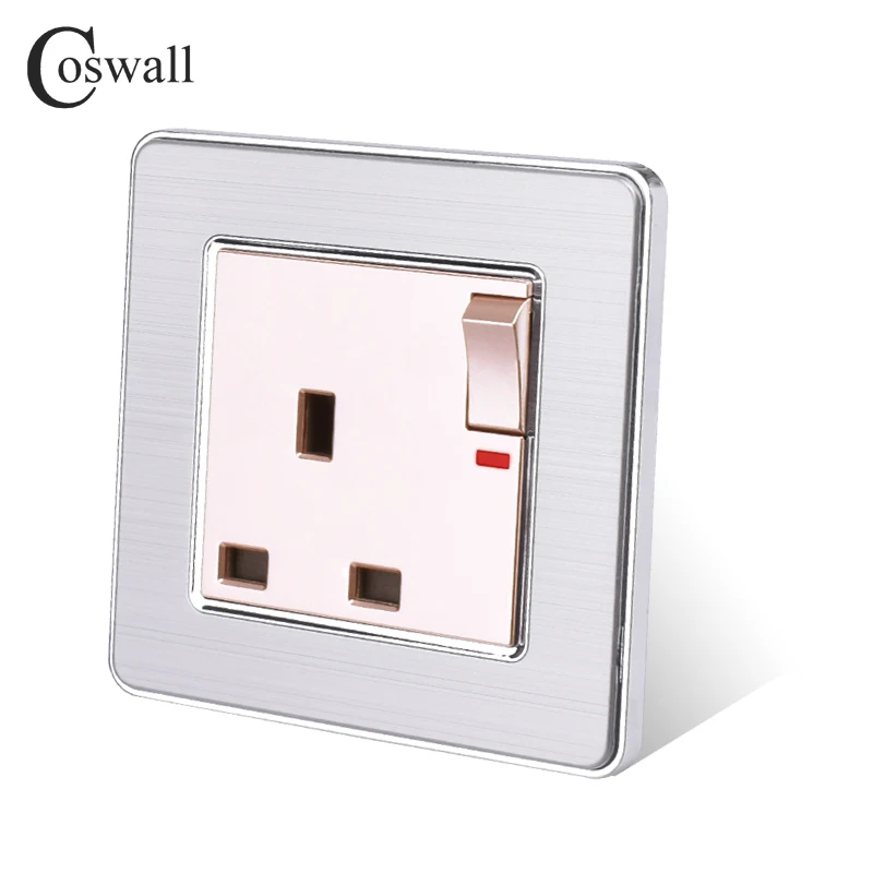 Панель из нержавеющей стали COSWALL 13 а штепсельная розетка британского стандарта с