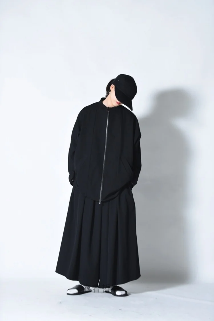 Брюки мужские повседневные с широкими штанинами и плиссировкой | Мужская одежда