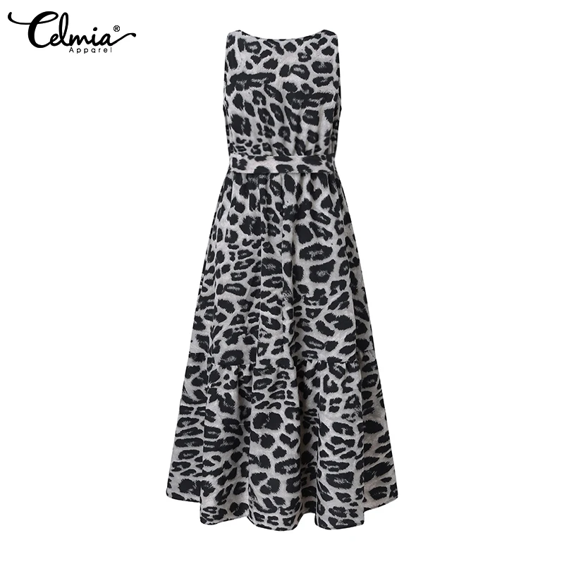 Летнее вечернее платье женское богемное с леопардовым принтом Vestidos Celmia 2022
