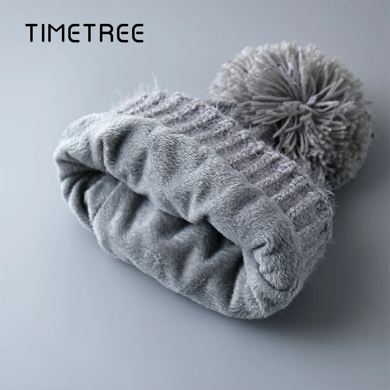 Модная женская шапка теплые зимние плюшевые утолщенные шапочки женские