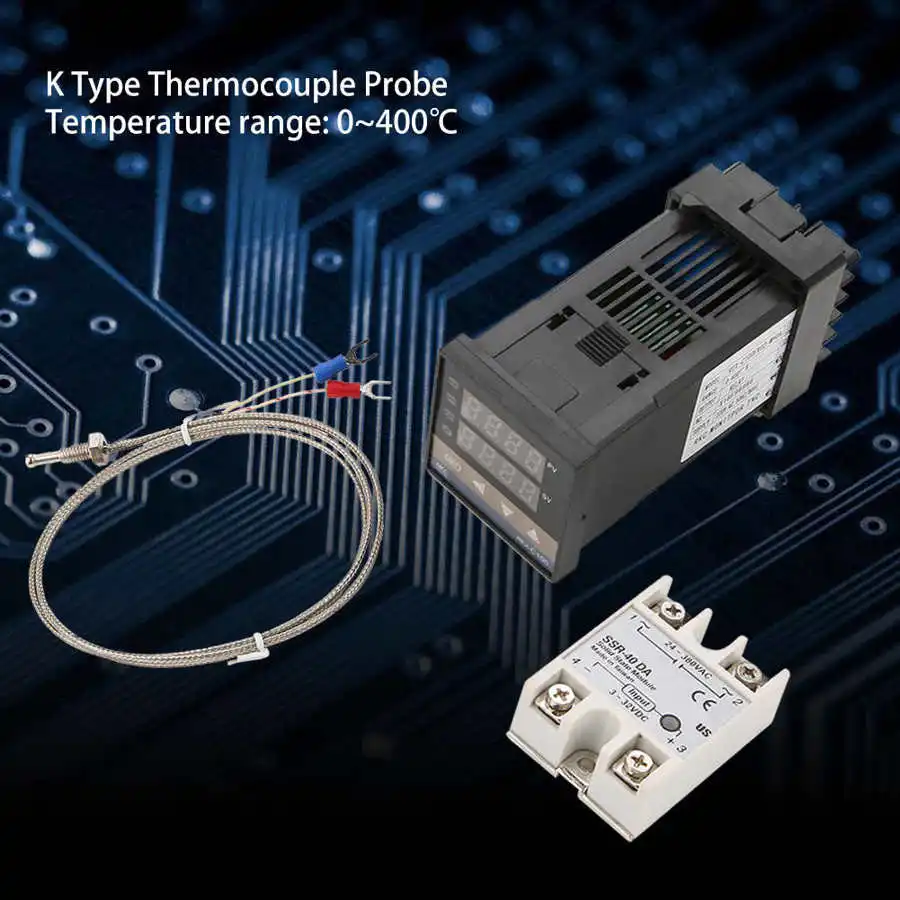 REX C100 0 400 градусов цифровой PID Температура контроллер термостат + 40A релейный выход