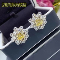dimingke 88mm yellow high carbon diamond super flash flower bud earrings s925 silver jewelry wedding party woman gift