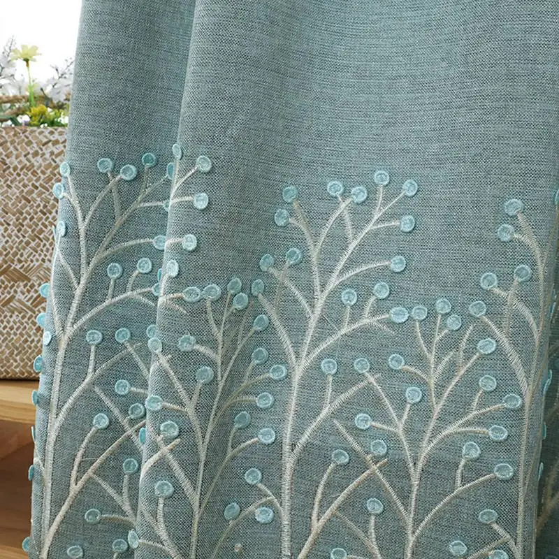 Cloth 02 Американский кантри стиль романтический синий тисненый дерево шторы гостиная бежевый шторы Rideaux окно прозрачный тюль - Цвет: Cloth 02
