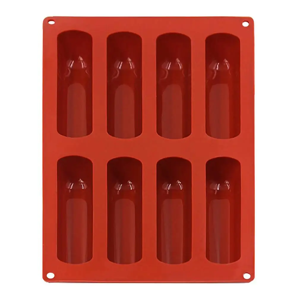 28x17x3cm 8 hole Силиконовая форма для бисквита, длинная полоска, форма для выпечки торта, пальчики, слоеный кубик льда, поднос, кухонные инструменты для выпечки - Цвет: 28x17x3cm 8 hole