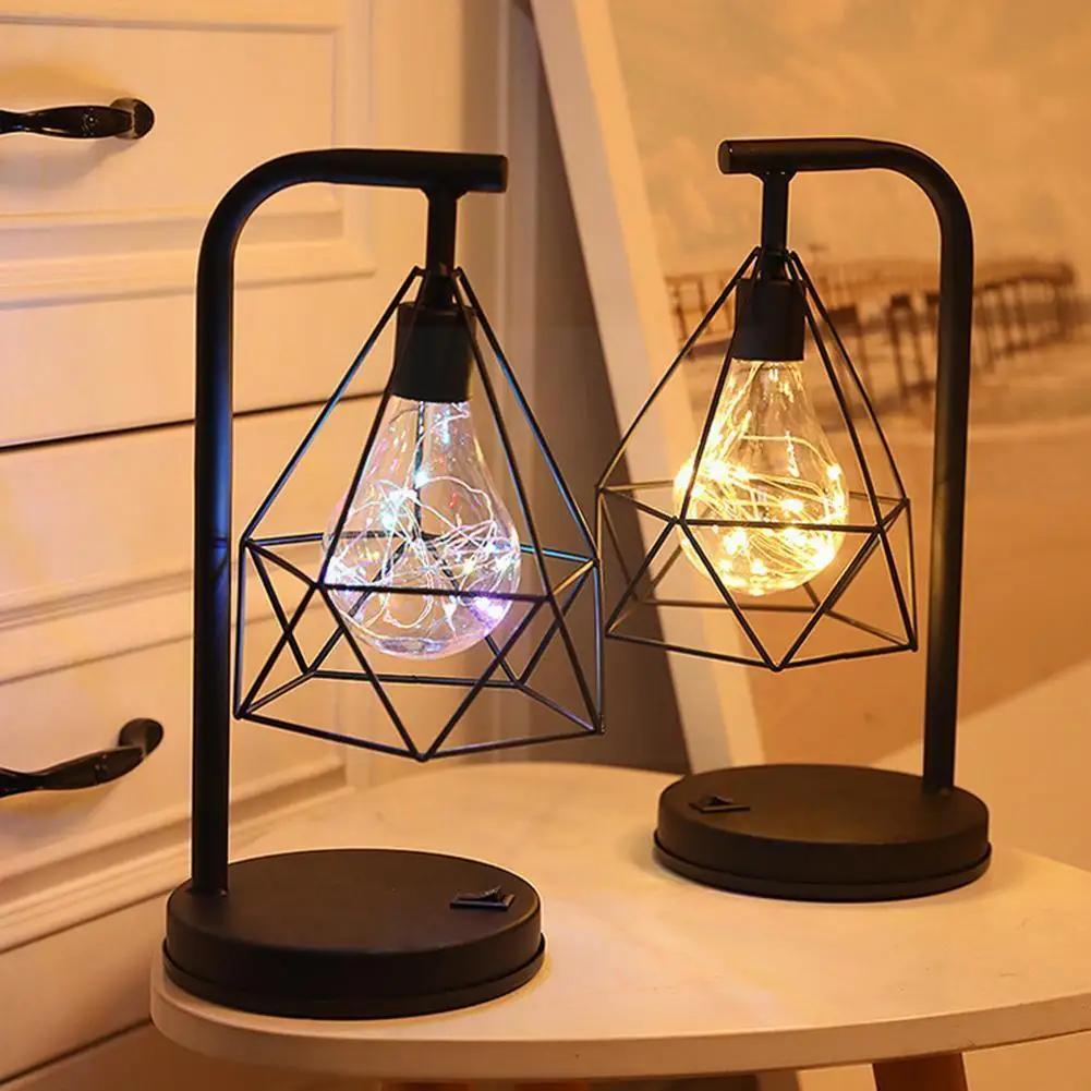 

Светодиодные настольные лампы в стиле ретро, черные, с геометрическим проводом, промышленная аккумуляторная настольная лампа, настольные л...