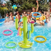 inflatable cactus ring toss play set outdoor swimming pool accessories game set floating pool toys beach party supplies