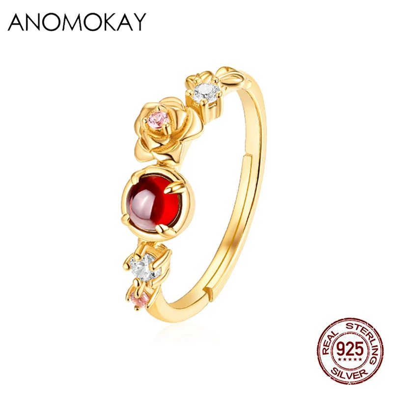 

Кольцо женское из серебра кольцо с натуральным гранатом пробы, с цветком