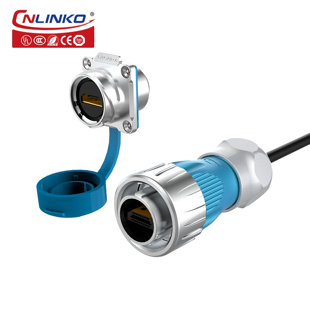 

CNLINKO Metal DH24 Waterproof Data Connector with Cable 1M 2M 3M 5M Male Plug Female Socket Panel Mount HDMI-compatible Adapter