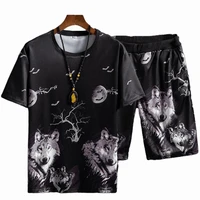 dropshipping sport suit printed two piece casual loose homewear suit for fitness