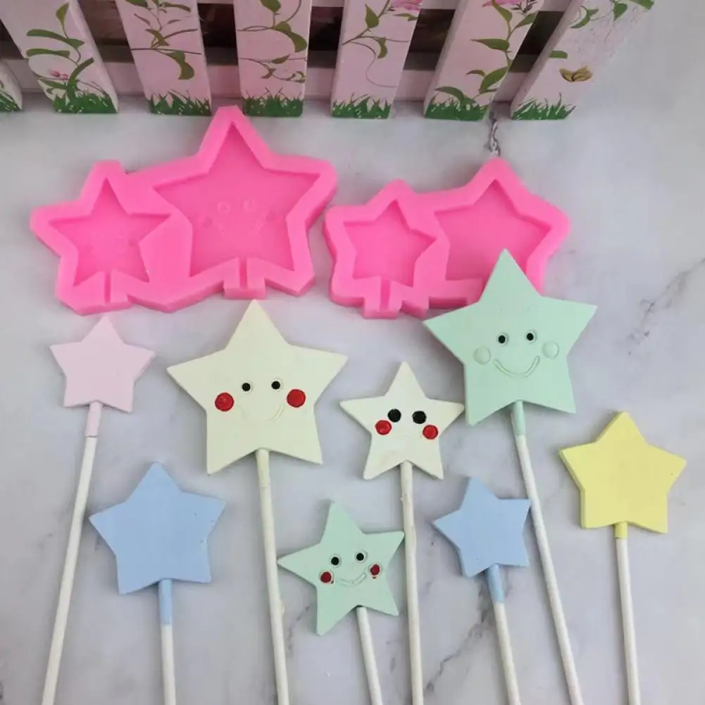 

New Heat-resistant Chocolate Mold Easy Clean Eco-friendly Silicone Easy Demould Star Shape Lollipop Mould Easy Clean for Kitchen