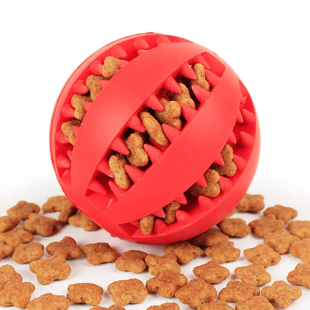 

Dog Ball Toys for Pet Durable Non-Toxic Strong Teeth Cleaning/Chewing/Playing IQ Treat Ball Dog Chew Toy Soft Rubber Ball