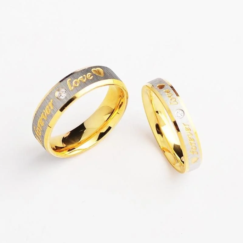 Очаровательные кольца женские мужские ювелирные изделия золото титановая пара