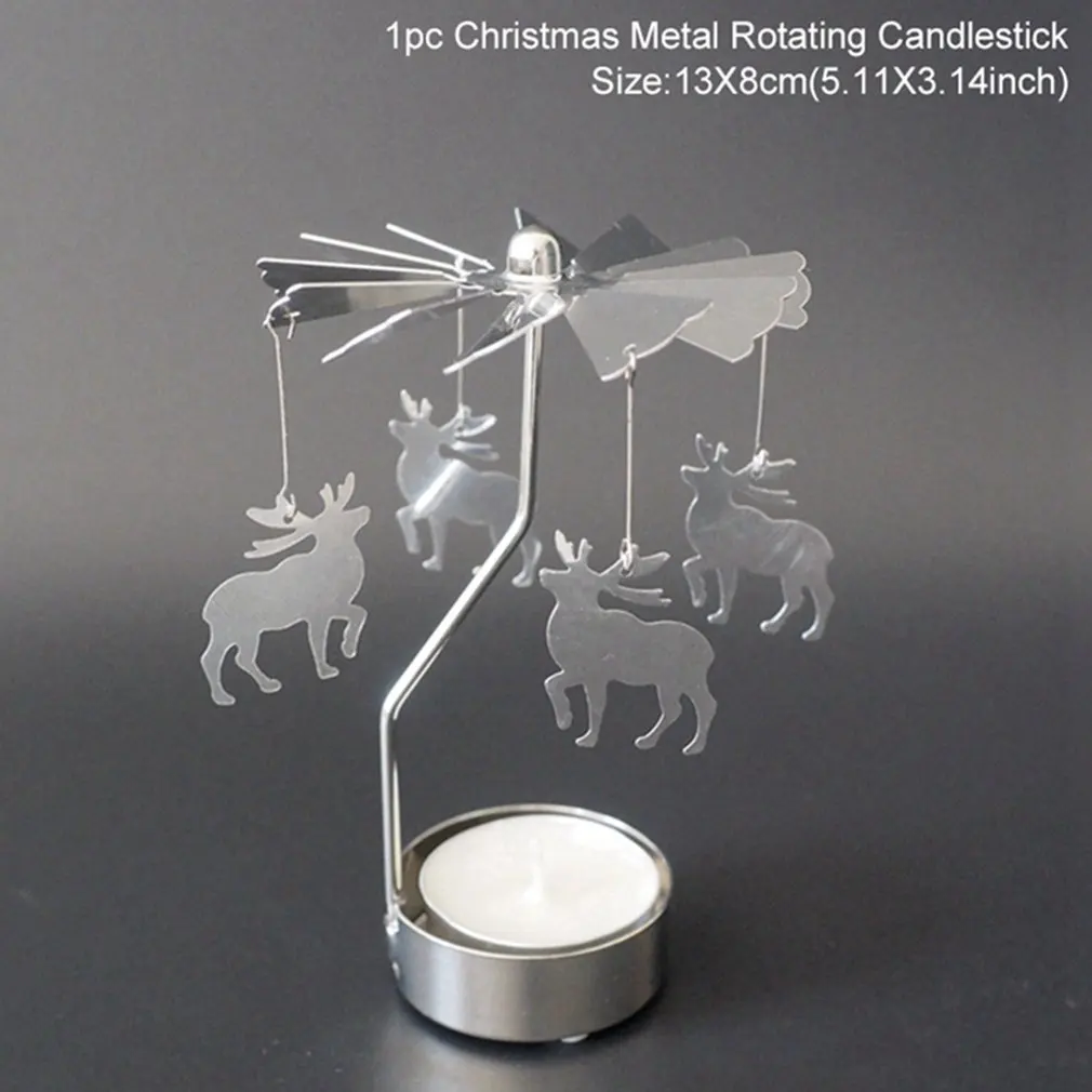 New Creative Christmas Deer Rotating Spinning Carousel Tea Light Candle Holder Center Candlestick Party Decor | Дом и сад