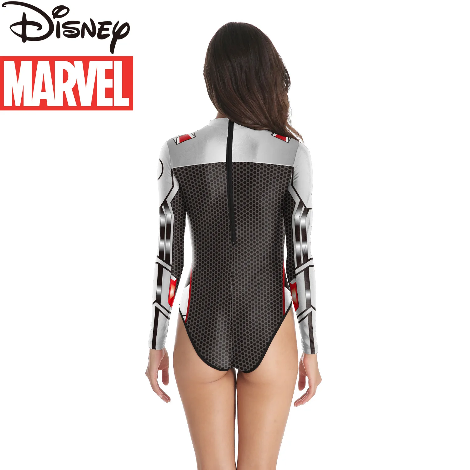 Marvel Heroes Avengers 4 Quantum Battlesuit 3D Digital Printing Long Sleeve Ladies Swimsuit Beach Swimsuit Cover Up