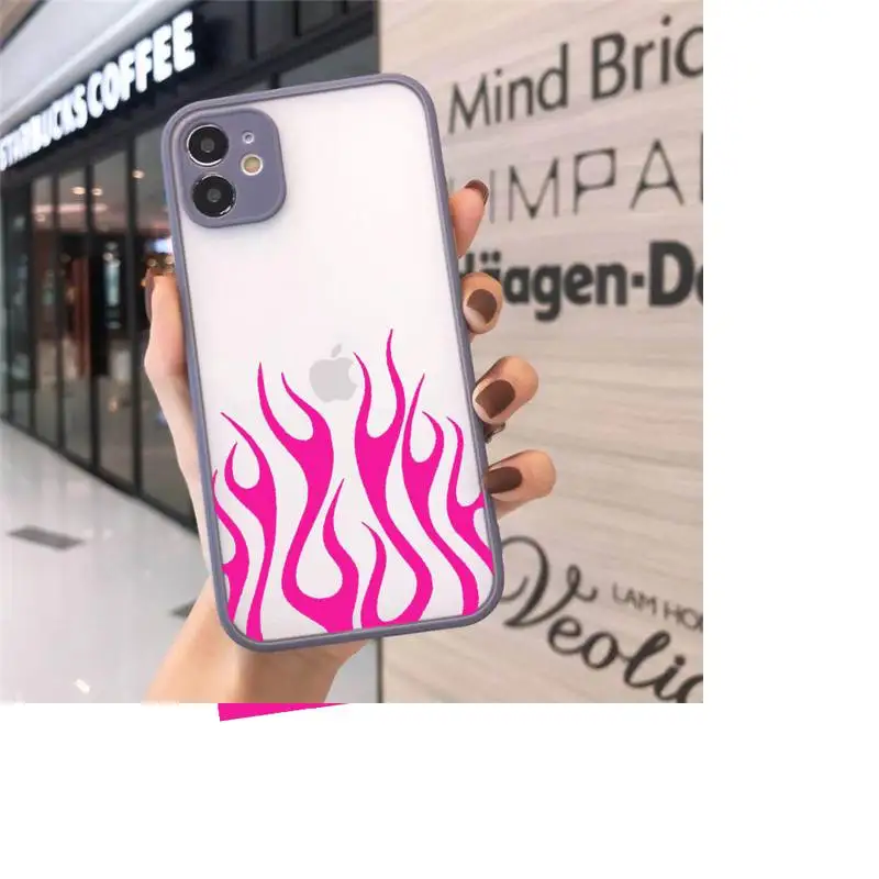 

Fashion Red Flames Fitted Phone Case Matte For iPhone 12 Mini 11 Pro XR XS Max 7 8 Plus X Hard PC Back Cover